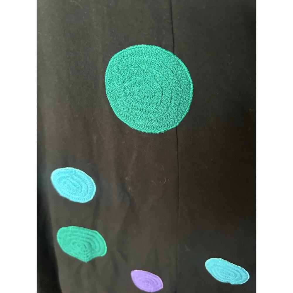 eShakti Embroidered Polka Dot Midi Dress Womens Size 2X Black Green Classic - Picture 2 of 12